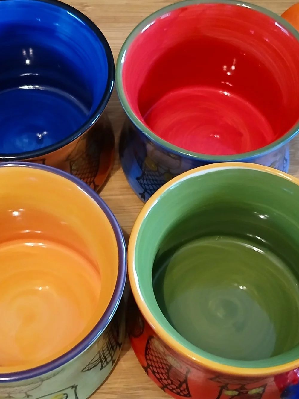 Pier 1 Multicolor Owl Ceramic Planters - Red, Blue, Orange, Green